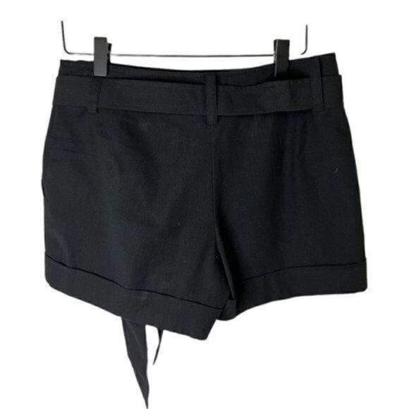 Trina Turk Linen Cotton Blend Cuffed Linen Shorts w/Belt  2 Black - Picture 4 of 15